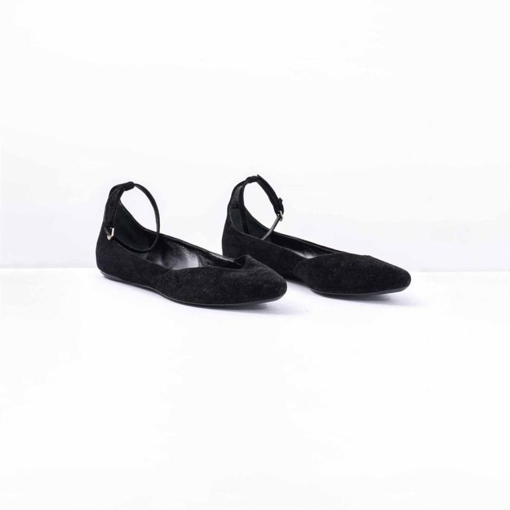 Proenza Schouler Suede Ankle Strap Ballet Flats